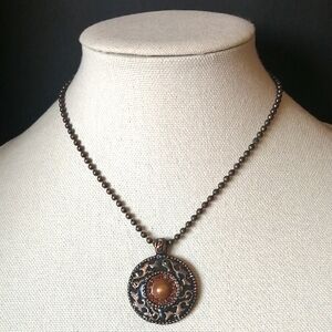 🔴Bohemian Medallion Necklace Bronze Colour Brown Stones